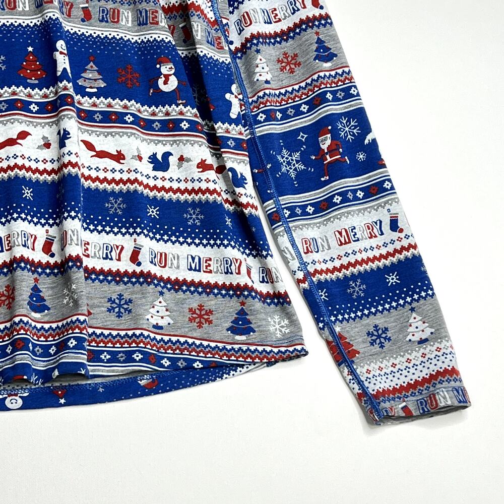 Brooks Blue White Gray Holiday Patterned Long Sleeve Tee - Picture 5 of 8